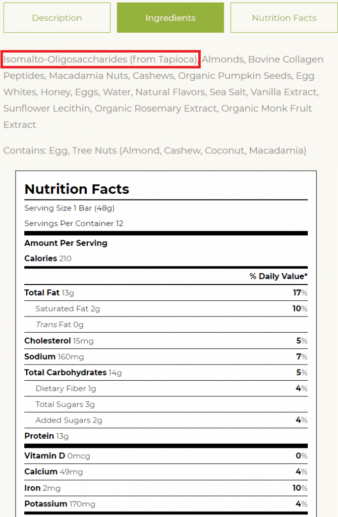 Primal Kitchen Sea Salt Macadamia Nutrition Label Website